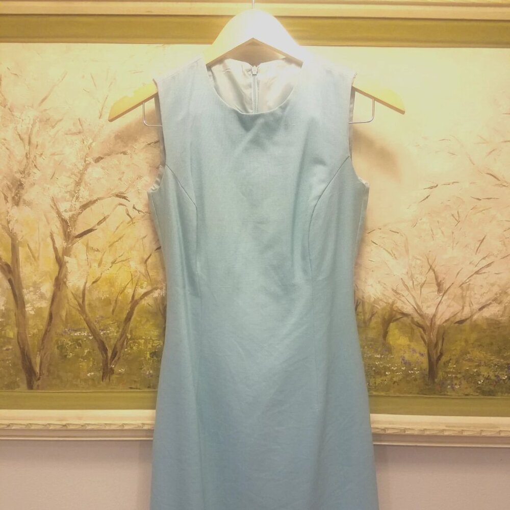 Small Light Blue Linen Ladies Light Blue / Turquoise Lined Dress